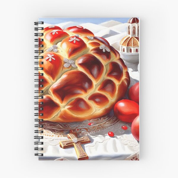 Artikelvorschau, Griechisches Tsoureki-Osterbrot mit roten Eiern entworfen und verkauft von daphsam.