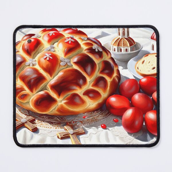 Item preview, Greek Tsoureki Easter Bread With Red Eggs designed and sold by daphsam.