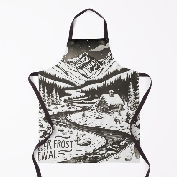 Item preview, WINTER CABIN SNOW MONOCHROMATIC OUTDOOR HUNTING RIVER SCENE designed and sold by Arts4U.