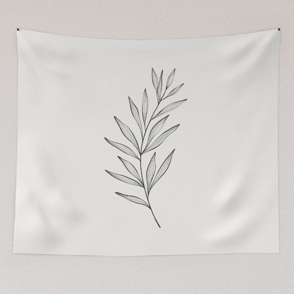 Item preview, Botanical line art. Delicate plant illustration. Leaf branch drawing. designed and sold by PAPER MOON art & design.