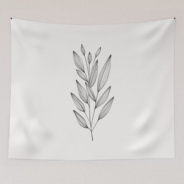 Item preview, Leaf branch drawing. Botanical line art. Plant illustration. designed and sold by PAPER MOON art & design.