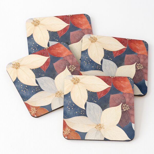 Item preview, Magical winter blossoms on midnight blue designed and sold by MindKunst.