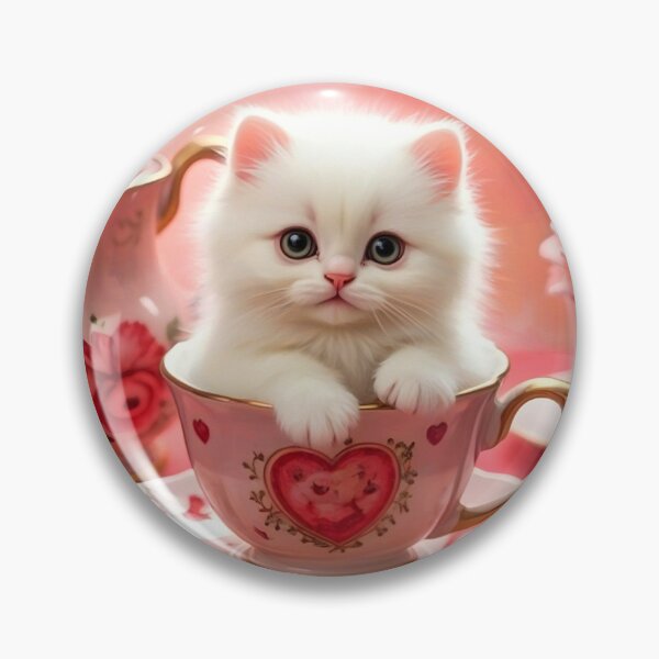 Item preview, WHITE PERSIAN KITTEN CAT VALENTINES DAY HEARTS TEA CUP designed and sold by Arts4U.