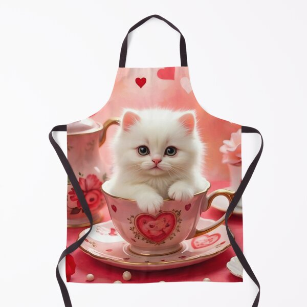 Item preview, WHITE PERSIAN KITTEN CAT VALENTINES DAY HEARTS TEA CUP designed and sold by Arts4U.