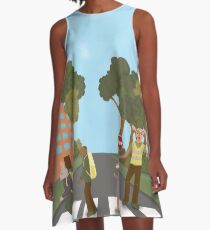 Deer Crosswalk Guard A-Line Dress