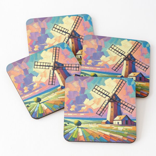 Item preview, Windmill and Colorful Sky Landscape Art designed and sold by williamlharvey.