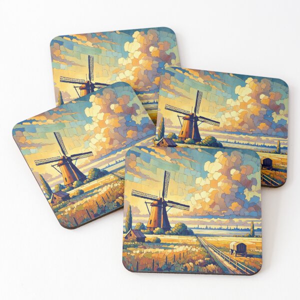 Item preview, Windmill and Vibrant Sky Landscape Art designed and sold by williamlharvey.