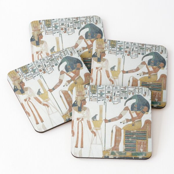 Item preview, Nefertari, Great Royal Wife of Ramesses the Great, stands before ibis-headed Thoth, Ancient Egyptian god of writing designed and sold by RickE.
