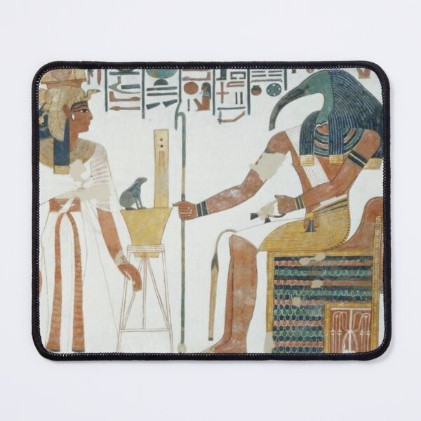 Item preview, Nefertari, Great Royal Wife of Ramesses the Great, stands before ibis-headed Thoth, Ancient Egyptian god of writing designed and sold by RickE.