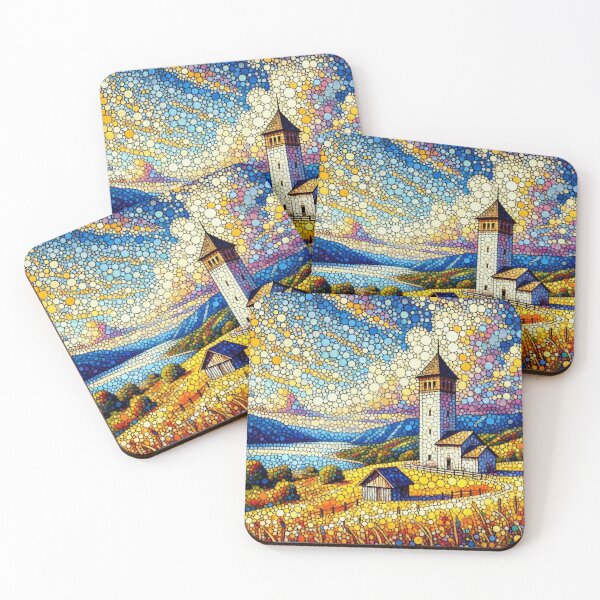 Item preview, Rustic Tower and River Colorful Landscape Art designed and sold by williamlharvey.