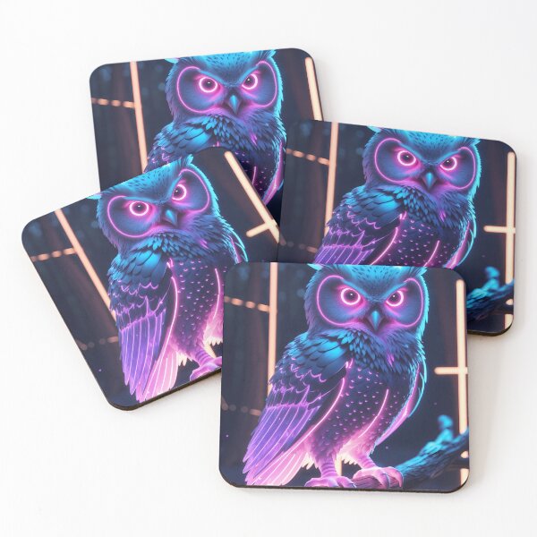 Item preview, Cybernetic Neon Owl in Futuristic Forest designed and sold by ElmoCreates.