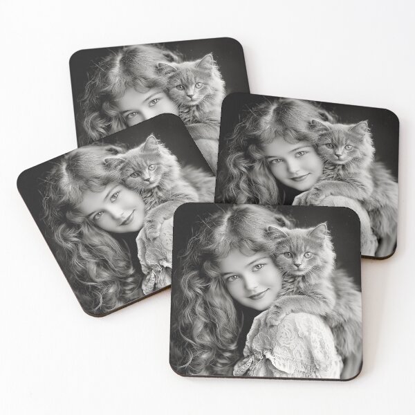 Item preview, Victorian Black and White Portrait of a Little Girl and Her Cat. designed and sold by Suzie Palmer.