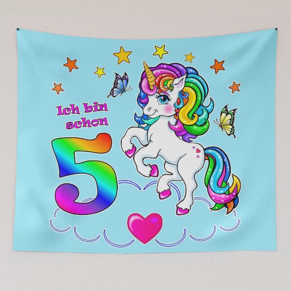 Item preview, Unicorn Birthday 5 Years designed and sold by LESSILU.