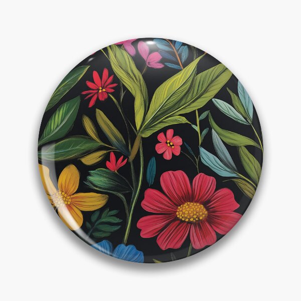 Item preview, A vibrant and intricately detailed arrangement of various flowers and leaves set against a bold black background. designed and sold by HEMRO.
