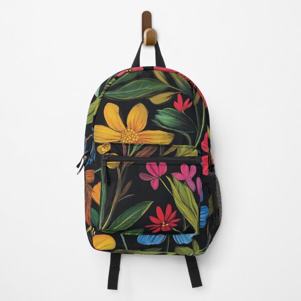Item preview, A vibrant and intricately detailed arrangement of various flowers and leaves set against a bold black background. designed and sold by HEMRO.