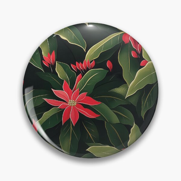 Item preview, A vibrant red poinsettia flowers surrounded by lush green leaves, creating a visually rich and festive pattern.  designed and sold by HEMRO.