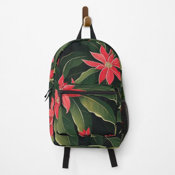 Item preview, A vibrant red poinsettia flowers surrounded by lush green leaves, creating a visually rich and festive pattern. designed and sold by HEMRO.