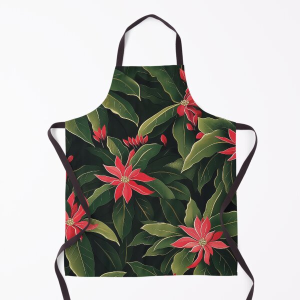 Item preview, A vibrant red poinsettia flowers surrounded by lush green leaves, creating a visually rich and festive pattern.  designed and sold by HEMRO.