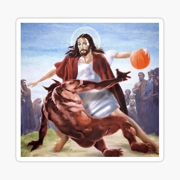 Item preview, Jesus Crossing Up The Devil  designed and sold by SynstheticRealm.