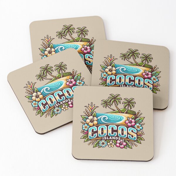Item preview, COCOS ISLANDS - Topical Beach Palm Trees Hibiscus Flowers designed and sold by Darling DeDe.