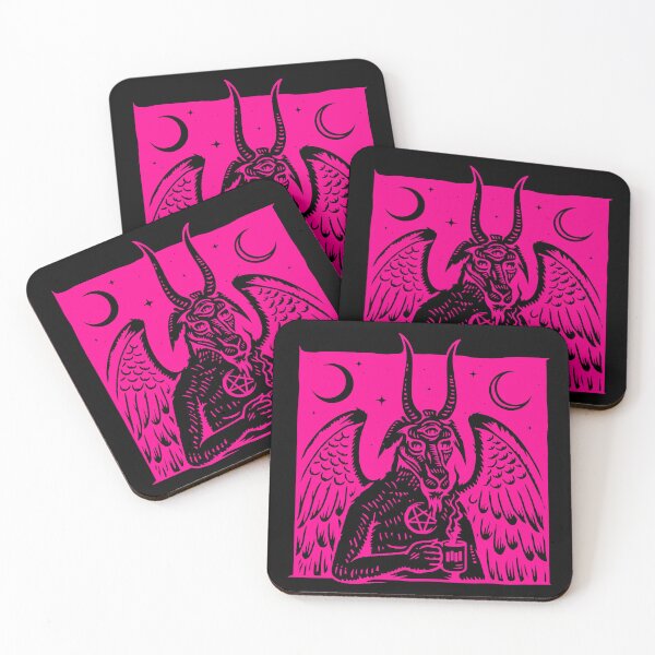Item preview, baphomet pentagram moon coffee demon hot pink designed and sold by Gossip Rag.