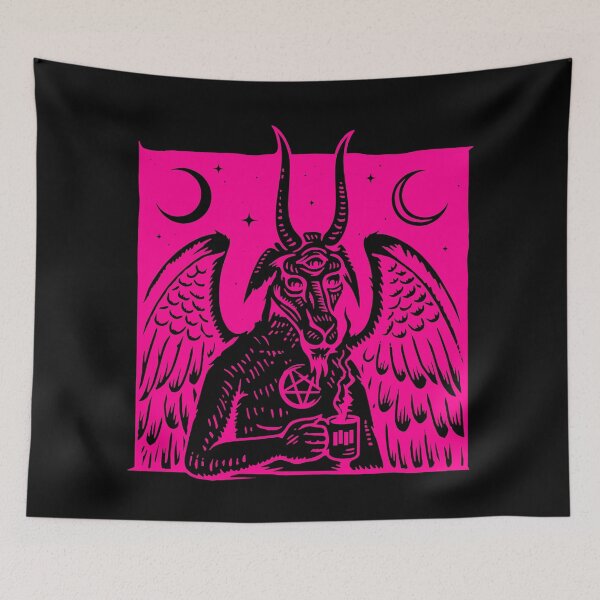 Item preview, baphomet pentagram moon coffee demon hot pink designed and sold by Gossip Rag.