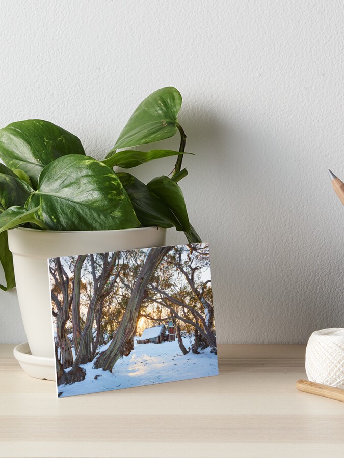 Thumbnail 1 of 2, Art Board Print, Wallace Hut Dawn, Falls Creek, Victoria, Australia designed and sold by Chockstone.