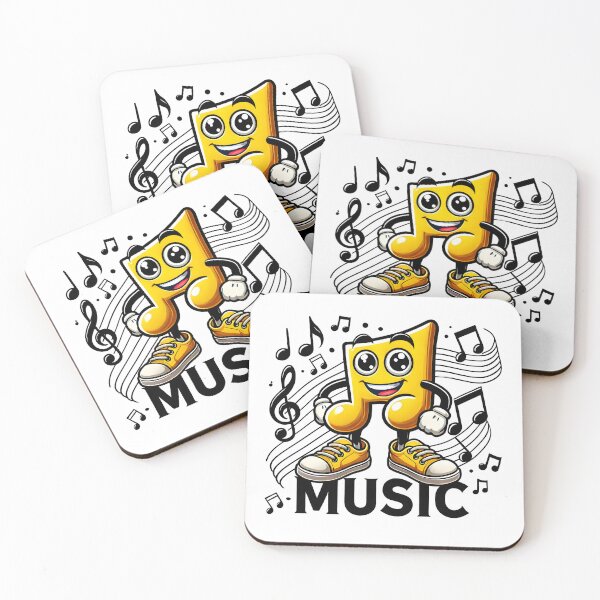 Item preview, Smiling Music Note Cartoon Character Design designed and sold by DrawHandArt.