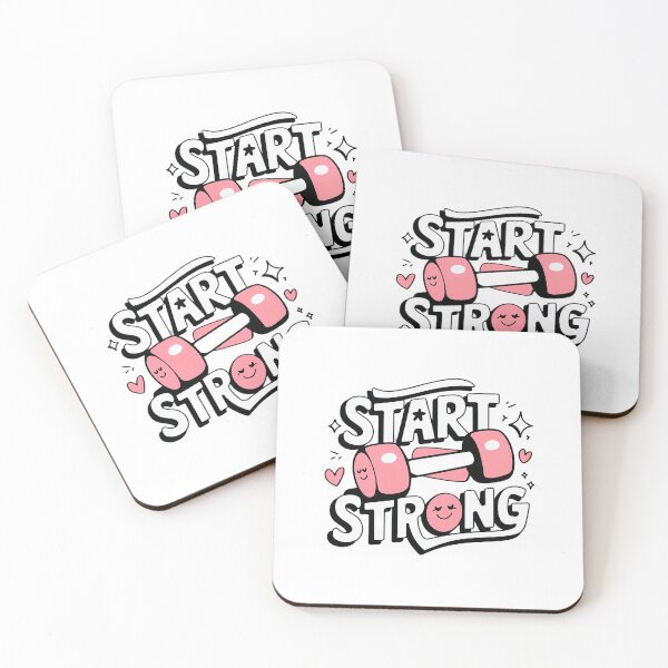 Item preview,  Start Strong Motivational Fitness Dumbbell Design with Smiley Faces designed and sold by Bmd4Fitness.