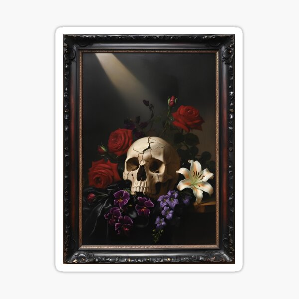 Item preview, renaissance stilllife of a moody skull designed and sold by - SUPREME EWAN -.
