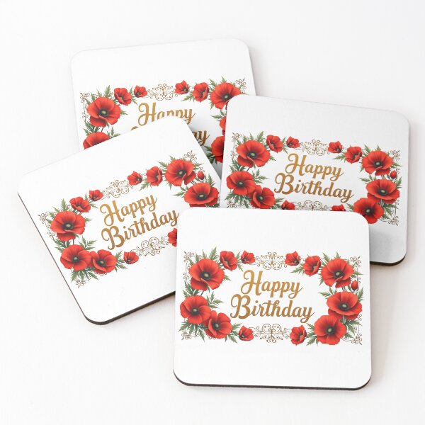 Item preview, Happy Birthday Red Poppy Flowers  designed and sold by silviaol.