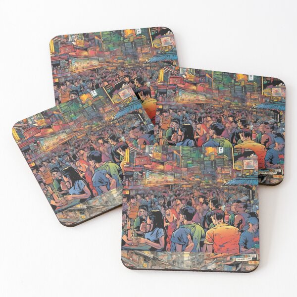 Item preview,  Vibrant Urban Nightlife and Bustling Market Scene designed and sold by Thaivi Design.