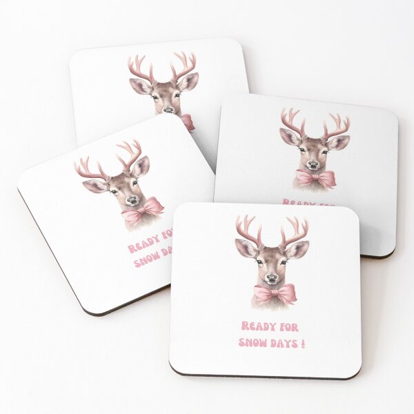 Item preview, Pink Deer with antlers ano bowtie waiting for Snow Days designed and sold by M1234s.