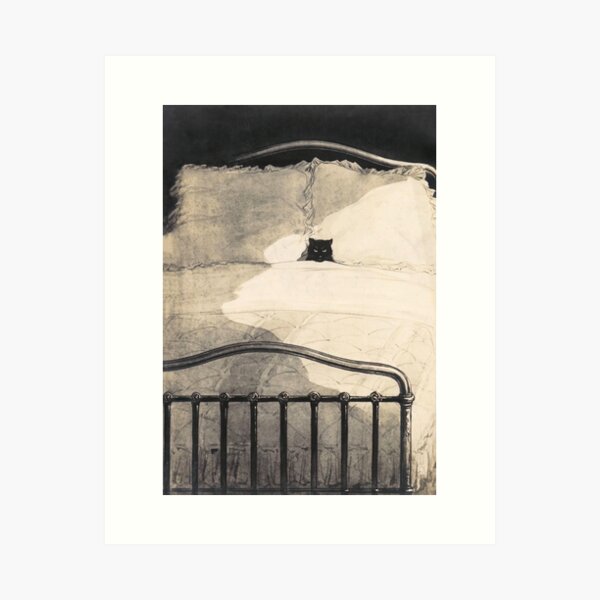 Vista previa del artículo con la obra «Gato acostado en la cama 1910 Ilustración de postal francesa vintage», diseñado y vendido por Onodera.