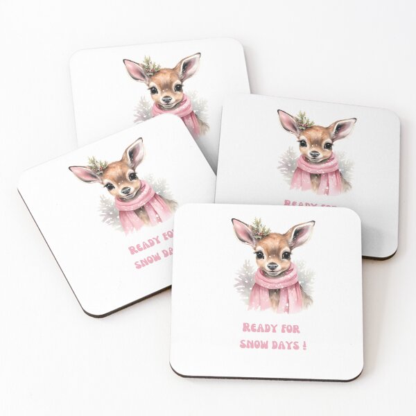 Item preview, Pink Deer with shawl and leaves waiting for Snow Days designed and sold by M1234s.