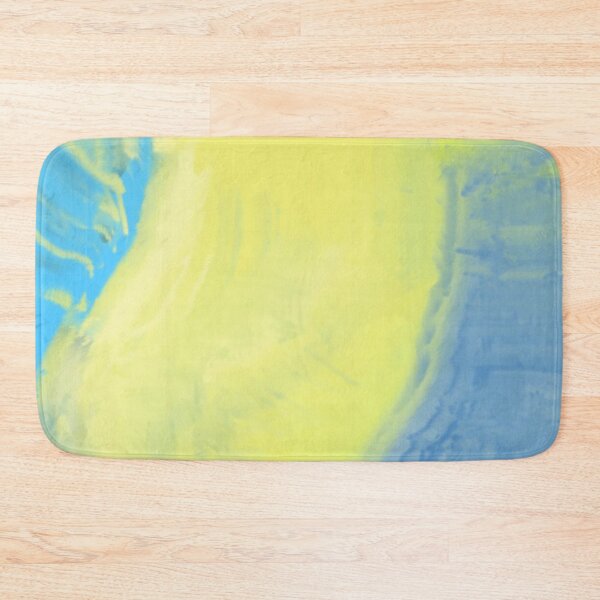 Item preview, Abstract Yellow and Blue Painting with Dynamic Brush Stroke Textures designed and sold by Beautiful art store.
