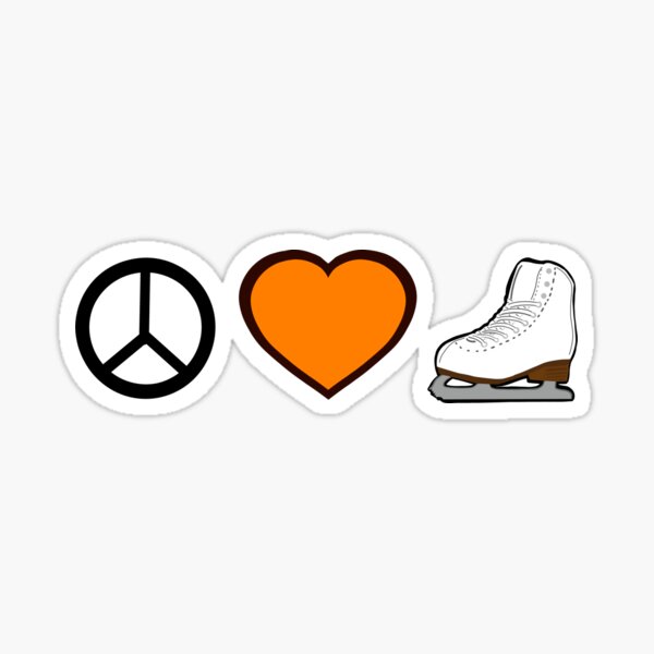 Peace Love and Figure Skating Orange Sticker