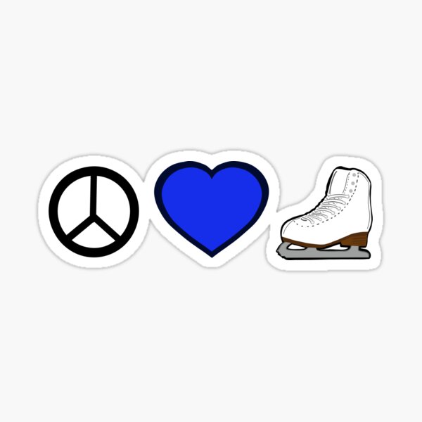 Peace Love and Figure Skating - Bright Blue Sticker