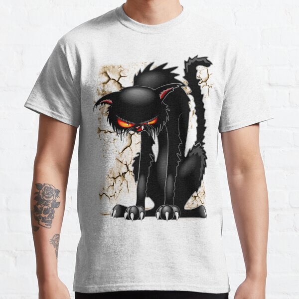 Black Cat Evil Angry Funny Character  Classic T-Shirt