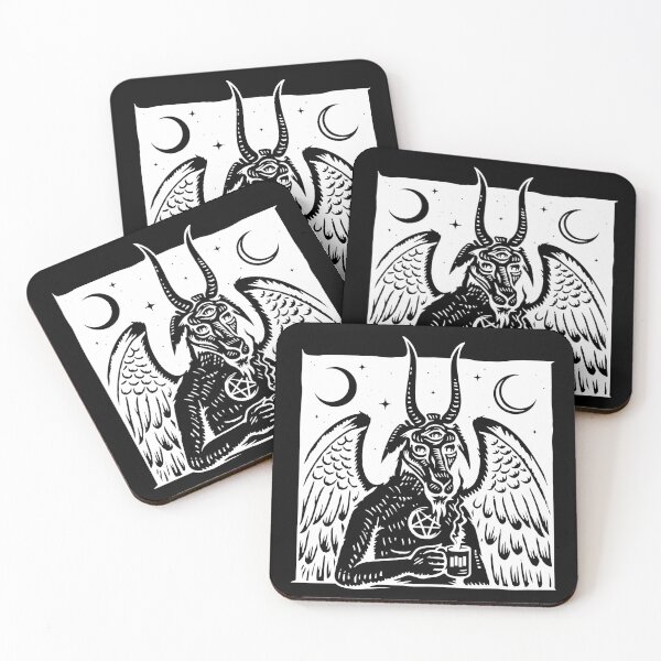 Item preview, baphomet pentagram moon coffee demon black white designed and sold by Gossip Rag.