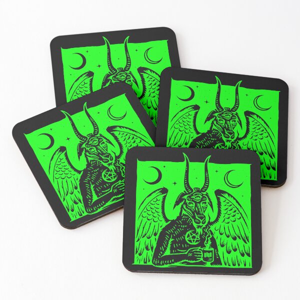Item preview, baphomet pentagram moon coffee demon acid green designed and sold by Gossip Rag.