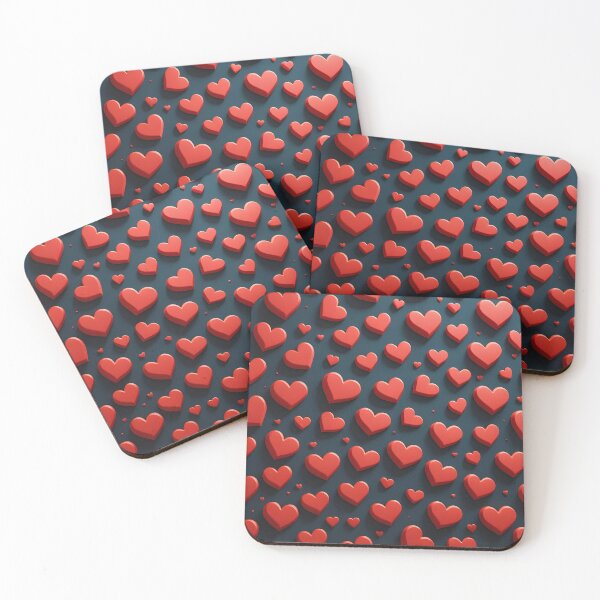 Item preview, Cute 3D Red Hearts Pattern designed and sold by Wiss2Arts.