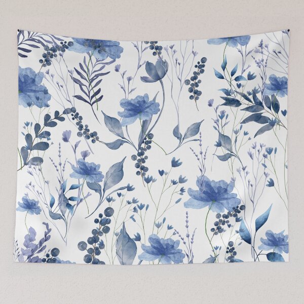 Item preview, Blue flower blooms with wild flowers designed and sold by NingningS.