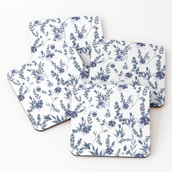 Item preview, Navy blue colour flowers and leaves created a beautiful wildflower pattern designed and sold by NingningS.
