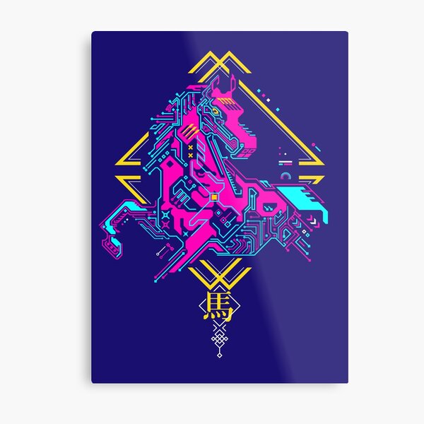 Aperçu de l'œuvre Signe du zodiaque chinois du cheval, cheval futuriste cyberpunk créée et vendue par NiamLab.