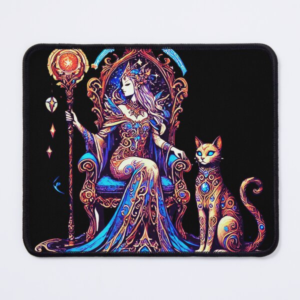 Item preview, Celestial Sorceress and Mystic Cat – Enchanted Fantasy Art Design designed and sold by CritterManiaUK.