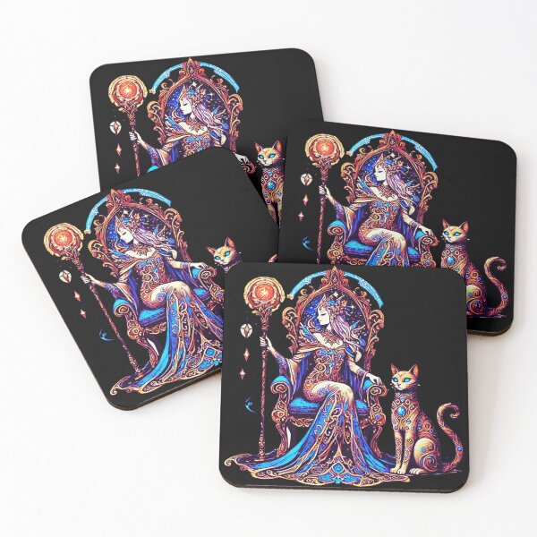 Item preview, Celestial Sorceress and Mystic Cat – Enchanted Fantasy Art Design designed and sold by CritterManiaUK.