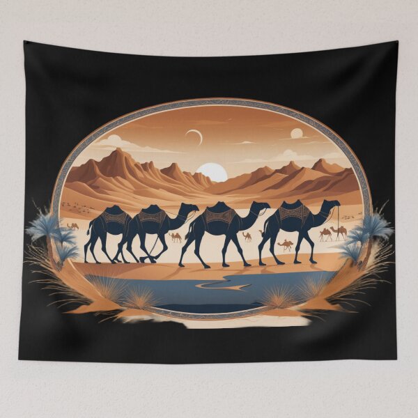 Item preview, Camel Caravan in Desert Landscape designed and sold by subhamkapoor.