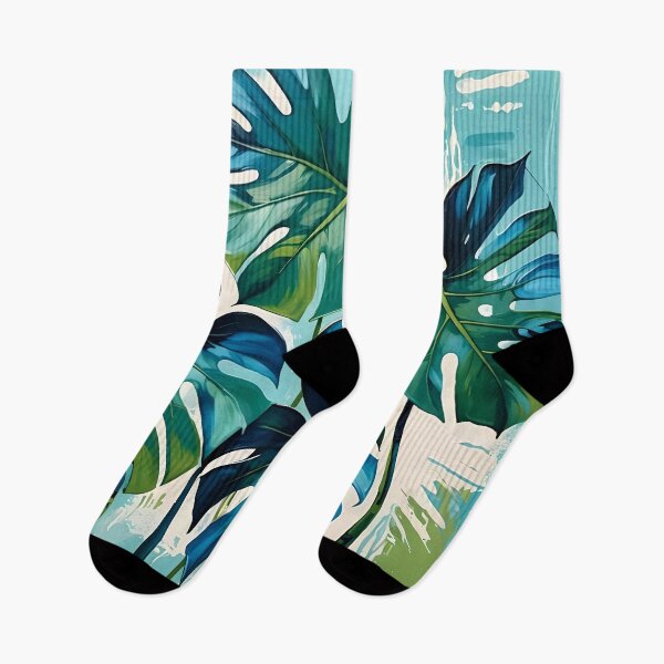 Item preview, Blue Tropical Monstera Abstract Leaves  designed and sold by AussieMuma.