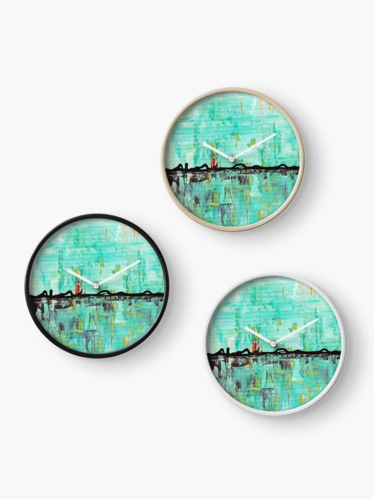 Thumbnail 3 of 4, Clock, Red Sails Abstract By Rafi Perez designed and sold by Rafiwashere.